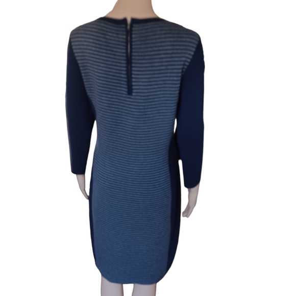 J McLaughlin Womens Striped Long Sleeved Sheath Dress Tea Midi Length Medium - Picture 7 of 8